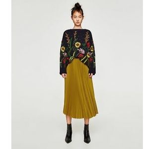 ZARA Pleated Midi Skirt